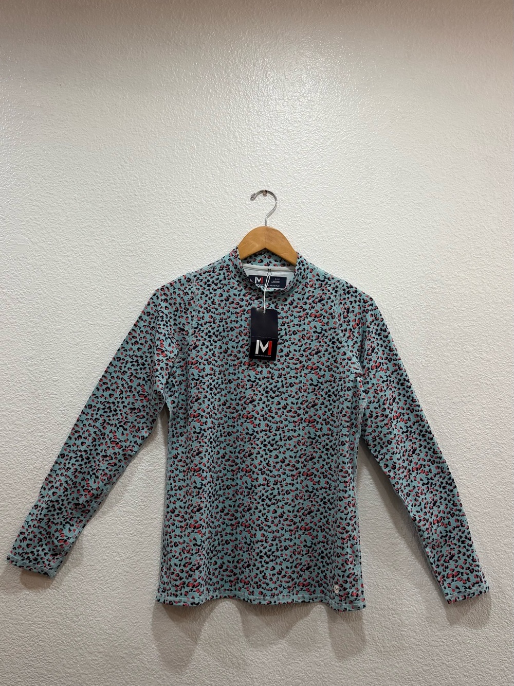 Marmot Women's Long Sleeve Mock Neck Tee - Mint Leopard